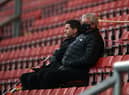 Steve Bruce at Gresty Road with his son Alex.