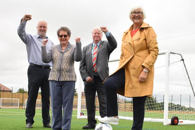Caption (L-R) Kevin Muller, Trustee at Perth Green; Cllr Ruth Bercley and Cllr Stephen Dean, Cllr Joan Atkinson.