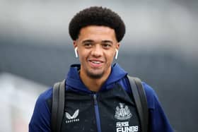 Jamal Lewis of Newcastle United  arrives at the stadium prior to the Premier League match between Newcastle United and Leeds United at St. James Park on September 17, 2021 in Newcastle upon Tyne, England. (Photo by Ian MacNicol/Getty Images)