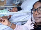 Bukie Adebola-Ezeh with daughter Vanessa who was in hospital during the pandemic following a bone marrow transplant.