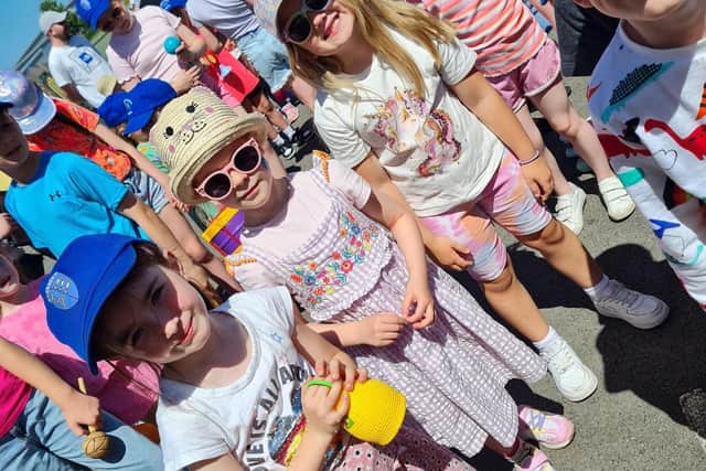 St James' Catholic Primary School, Hebburn, held a colourful carnival parade to celebrate moving back to school following RAAC closure.
