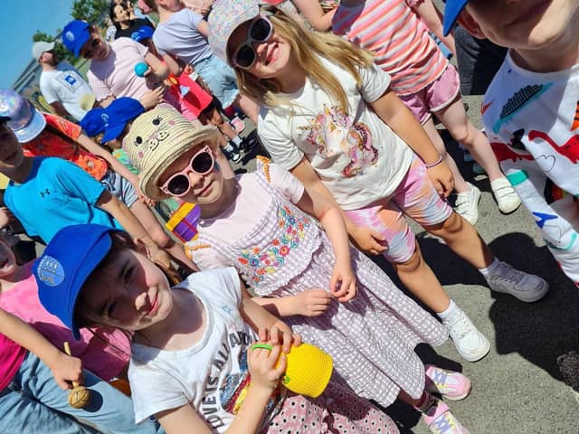 St James' Catholic Primary School, Hebburn, held a colourful carnival parade to celebrate moving back to school following RAAC closure.