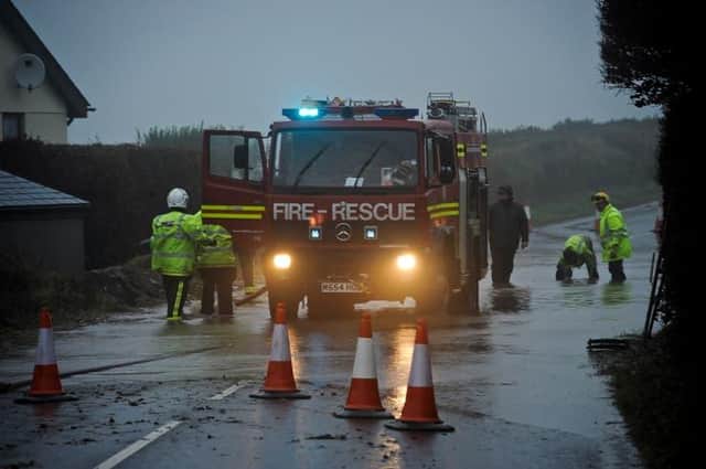 Fire crews tackling a flood