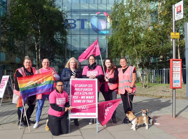BT- Harton Quay staff and CWU officials picket line. South Shields MP Emma Lewell-Buck with CWU NE regional chair Joanne Shaftoe.