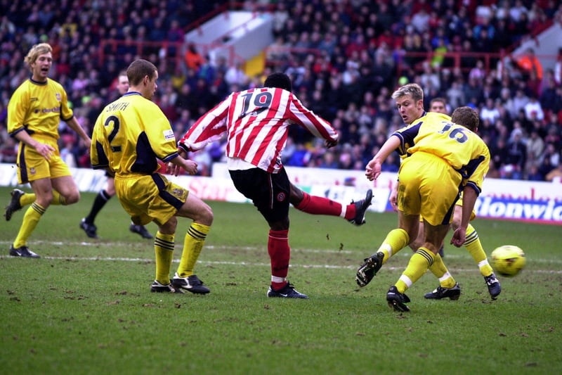 This was a cracking goal in the Sheffield United V Crystal Palace. Patrick Suffo scoring United's goal in February 2001 - do you remember the match?