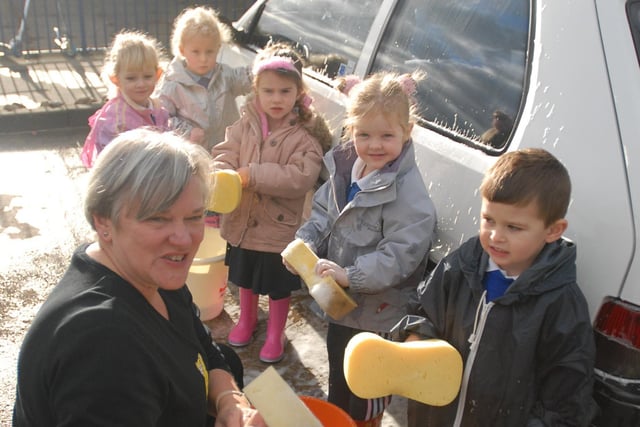 Pupils from Albert Elliott Primary School did a car wash to raise money for Children In Need in 2006.