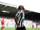 Callum Wilson of Newcastle United celebrates scoring their side's second goal during the Premier League match between Newcastle United and Nottingham Forest at St. James Park on August 06, 2022 in Newcastle upon Tyne, England. (Photo by Jan Kruger/Getty Images)