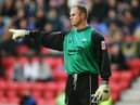 WIGAN, ENGLAND - DECEMBER 5:  Jonathan Gould of Preston North End in action during the Coca Cola Championship match between Wigan Athletic and Preston North End at the JJB Stadium on December 5, 2004 in Wigan, England.  (Photo by Alex Livesey/Getty Images)