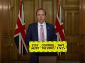 Screen grab of Health Secretary Matt Hancock during a media briefing in Downing Street, London, on coronavirus (COVID-19). Photo: PA Video/PA Wire