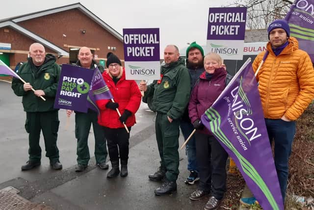 NEAS staff on the picket line in South Shields.
