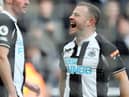Ryan Fraser of Newcastle United celebrates scoring the opening goal during the Premier League match between Newcastle United and Brighton & Hove Albion at St. James Park on March 05, 2022 in Newcastle upon Tyne, England. (Photo by Ian MacNicol/Getty Images)