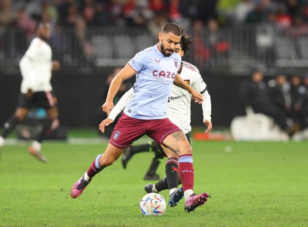 Morgan Sanson passes the ball during the pre-season friendly match between Manchester United and Aston Villa