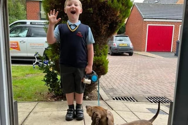 Back to school in South Tyneside. Freddie (and his four-legged friend) is ready for Year 1.