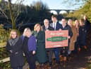 (from left) Catherine Massarella, Nexus Head of Network Development; Liz Twist, MP for Blaydon; North East Local Enterprise Partnership chair Lucy Winskill OBE; John Marshall, chair of the North East of England Chamber of Commerce; Transport North East managing director Tobyn Hughes; Sedgefield MP Paul Howell; Coun  Martin Gannon; Sharon Hodgson MP; Northern Powerhouse Partnership Deputy Director Sarah Mulholland and CBI deputy director Matt Bratton with the Victoria Viaduct which carries the Leamside Line