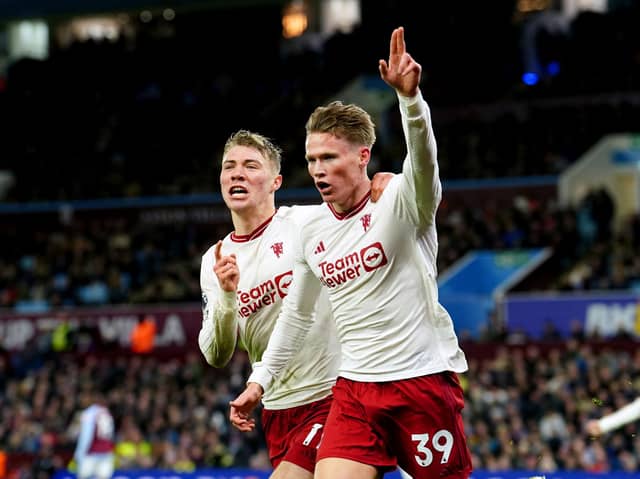 Scott McTominay celebrates scoring the winner for Man Utd against Aston Villa.