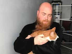 Ginger the cat is reunited in South Shields with relieved owner Daniel.