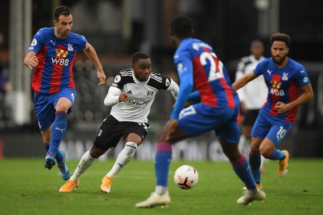Ademola Lookman of Fulham in action during the Premier League match between Fulham and Crystal Palace at Craven Cottage.