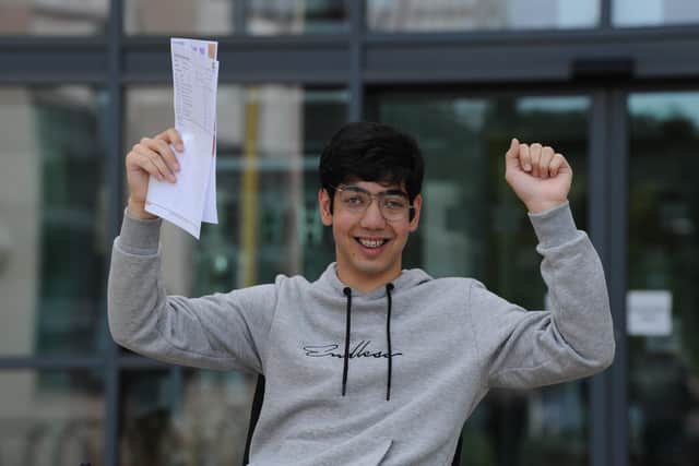 Jarrow School student Farbod Jamei with his GCSE results.