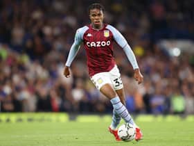 Carney Chukwuemeka of Aston Villa runs with the ball during the Carabao Cup Third Round match between Chelsea and Aston Villa at Stamford Bridge on September 22, 2021 in London, England. (Photo by James Chance/Getty Images)