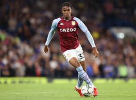 Carney Chukwuemeka of Aston Villa runs with the ball during the Carabao Cup Third Round match between Chelsea and Aston Villa at Stamford Bridge on September 22, 2021 in London, England. (Photo by James Chance/Getty Images)
