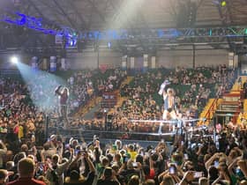 The crowd were cheering on the wrestlers at the Utilita Arena.