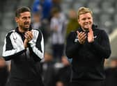 Newcastle United head coach Eddie Howe, right, and assistant Jason Tindall.