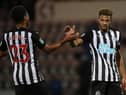Joelinton celebrates his second goal.