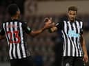 Joelinton celebrates his second goal.