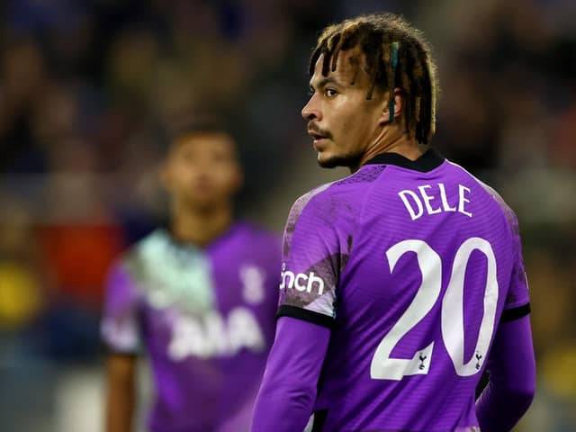 Dele Alli of Tottenham Hotspur controls the ball during the UEFA Europa Conference League group G match between Vitesse and Tottenham Hotspur at Gelredome on October 21, 2021 in Arnhem, Netherlands. (Photo by Martin Rose/Getty Images)