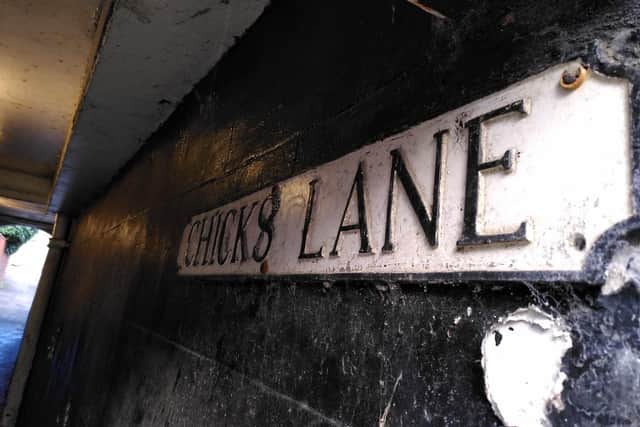 The sign for Chicks Lane in Whitburn.