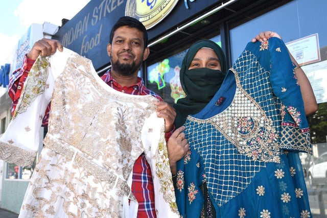 Jall Uddin and Halima Begum show their beautiful range of traditional dress.