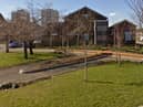 The pick axe-shaped miners' memorial in Jarrow in 2008. Picture c/o Google Streetview.