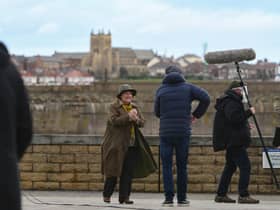 Brenda Blethyn as DCI Vera Stanhope filming at Hartlepool Marina.