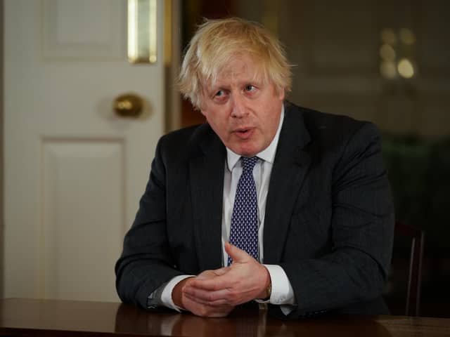 Prime Minister Boris Johnson, pictured as he recorded an address to the nation at Downing Street. Picture: Kirsty O'Connor/PA Wire.