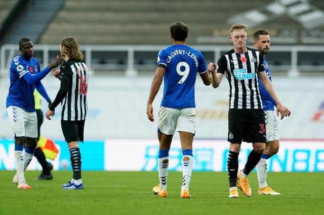 Sean Longstaff at the final whistle against Everton.