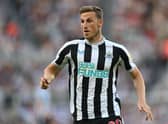 Newcastle United striker Chris Wood in action against Manchester City on Sunday.