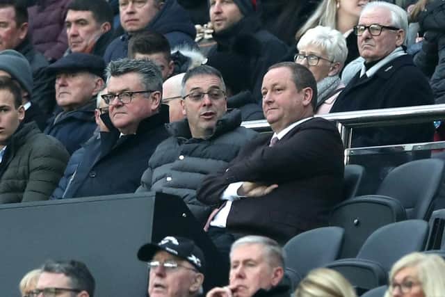 NEWCASTLE UPON TYNE, ENGLAND - JANUARY 19:  Newcastle United owner Mike Ashley looks on prior to the Premier League match between Newcastle United and Cardiff City at St. James Park on January 19, 2019 in Newcastle upon Tyne, United Kingdom.  (Photo by Ian MacNicol/Getty Images)
