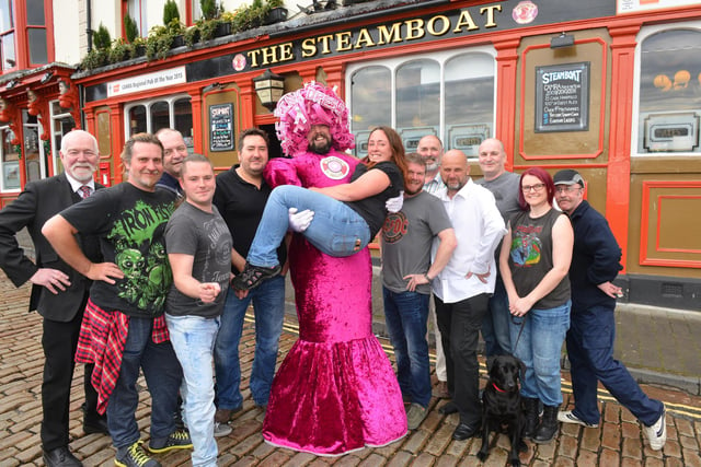 Big Pink Dress fundraiser Colin Burgin-Plews was pictured with Steamboat manager Kath Brain to promote a charity fashion show 7 years ago.