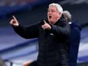 Newcastle United's English head coach Steve Bruce gestures on the touchline during the English Premier League football match between Crystal Palace and Newcastle United at Selhurst Park in south London on November 27, 2020.