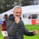 South Shields boss Lee Picton celebrates his side's FA Cup win (Pic via Kev Wilson).
