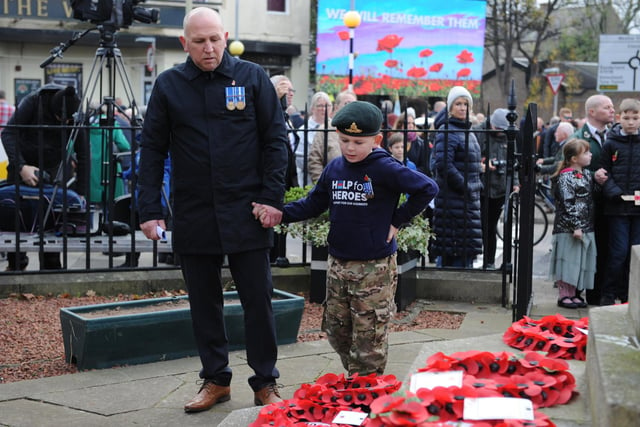 Remembrance Sunday Parade and Service at Westoe Cenotaph, South Shields, with the Mayor of South Tyneside Coun Pat Hay, Deputy Lord Lieutenant Tyne and Wear Wing Commander David L Harris.