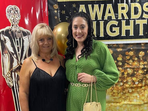 Home manager Maureen McCulloch (left) and deputy manager Megan Graves (right) at the awards night.