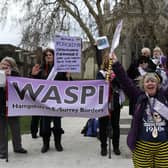 Women against state pension inequality (WASPI) protest outside the Houses of Parliament. Picture by Isabel Infantes via Getty Images