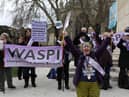 Women against state pension inequality (WASPI) protest outside the Houses of Parliament. Picture by Isabel Infantes via Getty Images