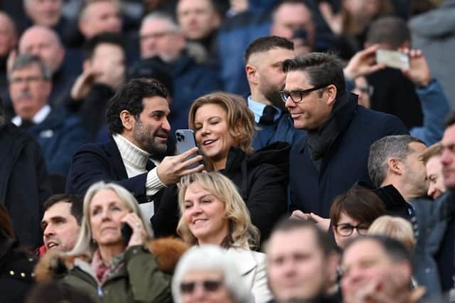 Newcastle United co-owners Mehrdad Ghodoussi and Amanda Staveley with Premier League chief executive Richard Masters.