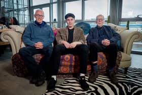 Programme Name: Lindisfarneâ€™s Geordie Genius: The Alan Hull Story - TX: 26/11/2021 - Episode: Lindisfarneâ€™s Geordie Genius: The Alan Hull Story (No. n/a) - Picture Shows: with two of the founding members of Lindisfarne, Ray Laidlaw (left) and Rod Clements. Sam Fender - (C) Entertainment One Unscripted UK TV Ltd t/as Daisybeck Studios - Photographer: Michael Bailey