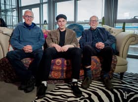 Programme Name: Lindisfarneâ€™s Geordie Genius: The Alan Hull Story - TX: 26/11/2021 - Episode: Lindisfarneâ€™s Geordie Genius: The Alan Hull Story (No. n/a) - Picture Shows: with two of the founding members of Lindisfarne, Ray Laidlaw (left) and Rod Clements. Sam Fender - (C) Entertainment One Unscripted UK TV Ltd t/as Daisybeck Studios - Photographer: Michael Bailey