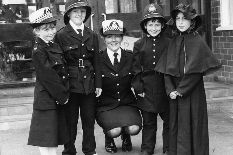 It's June 1979 and Class 4 of Dunn Street Junior School, Jarrow were trying on miniature police uniforms. Remember this?