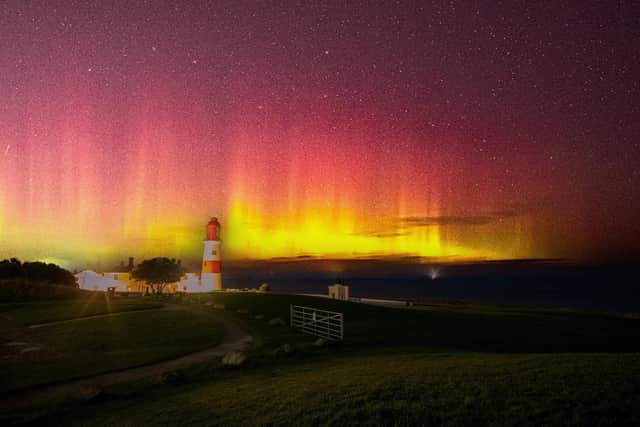 The Northern Light captured above Souter Lighthouse in South Shields