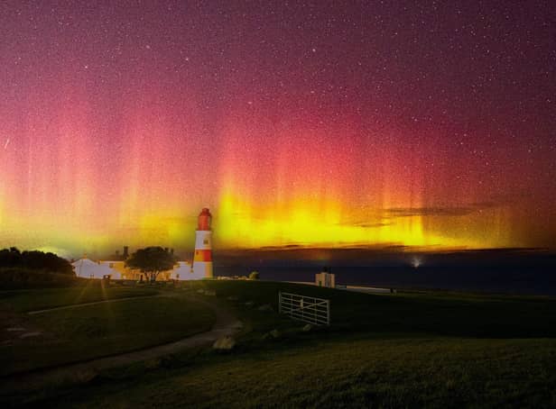 The Northern Light captured above Souter Lighthouse in South Shields